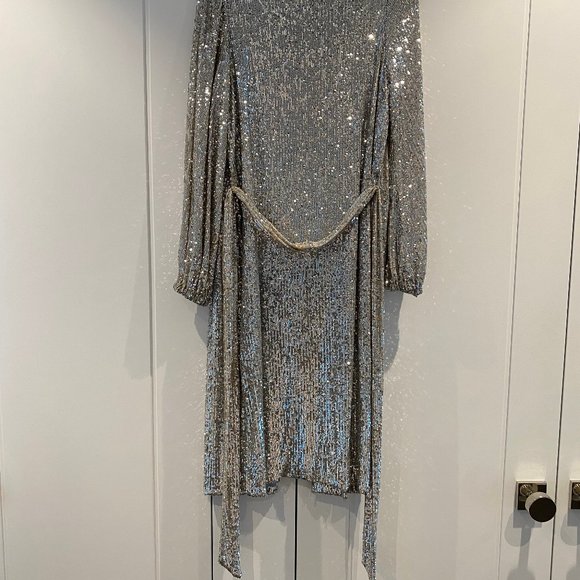 Show Me Your MuMu Silver Sequin Midi Dress - Picture 4 of 8